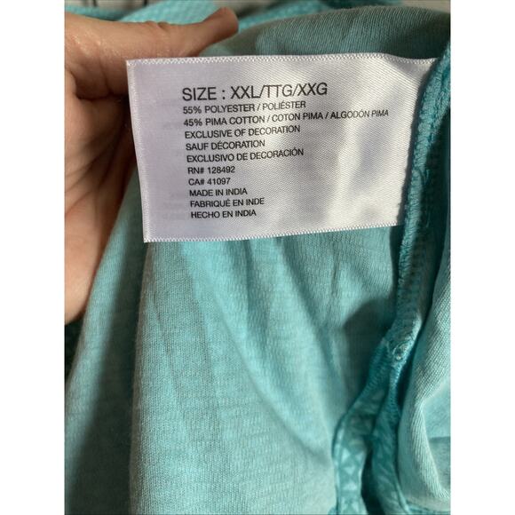 Greg Norman Golf Polo Shirt Men's 2XL Geometric Short Sleeve Blue Pima Cotton - Picture 8 of 9